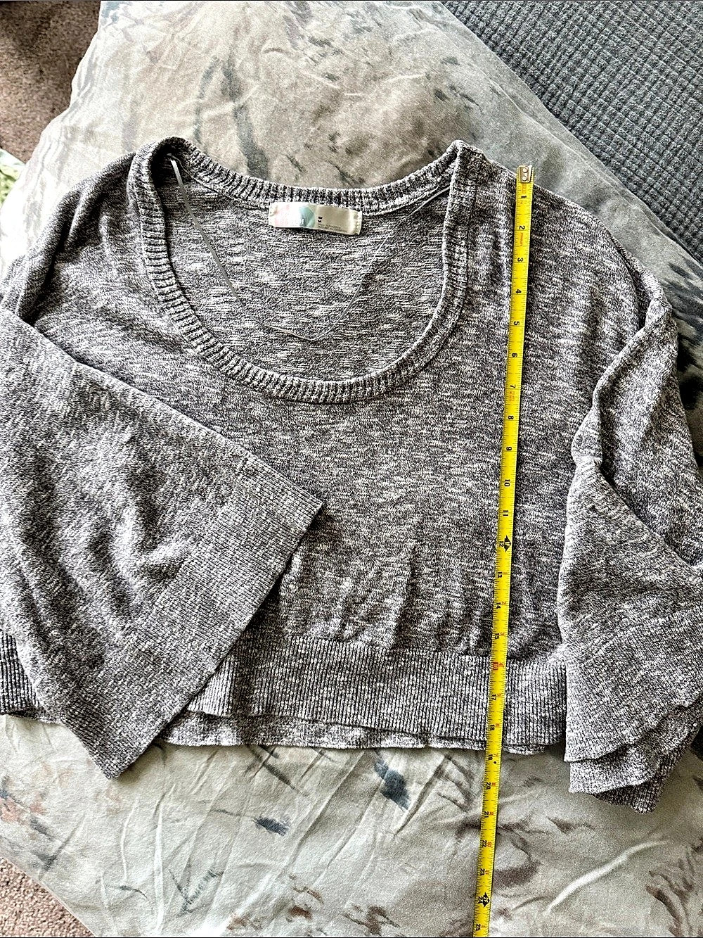 FP Beach Cropped Short Sleeve light weight knit sweater in Gray Size Medium
